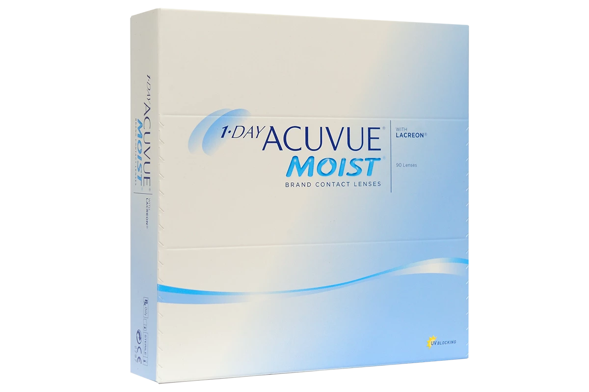 Однодневные контактные линзы Acuvue 1-Day Moist (90 линз)